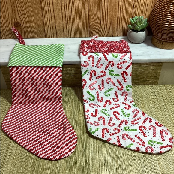 New Handmade Festive Christmas Stockings Set - Red and Green 16” - Picture 2 of 5